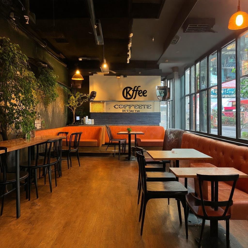 Không gian bên trong K Coffee Võ Văn Kiệt tại 240 Võ Văn Kiệt Quận 1 với thiết kế hiện đại, ấm cúng